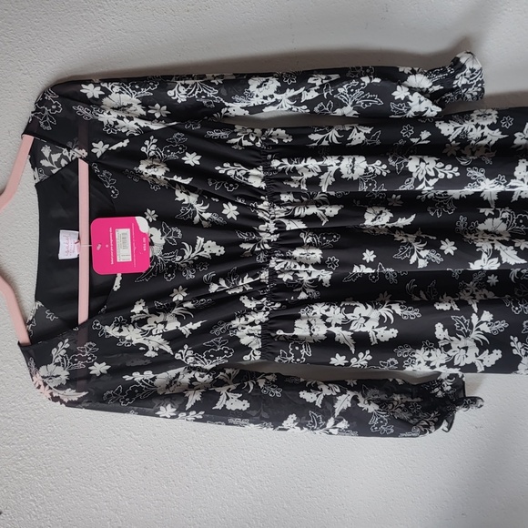 Isabel Maternity Black and White Floral Long Sleeve Dress NWT Size S Sheer Lined - Picture 2 of 9